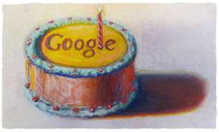 Happy 12th Birthday Google by Wayne Thiebaud. Image used with permission of VAGA NY.