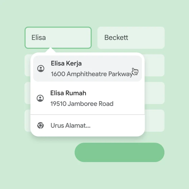 Pengguna dapat mengisi nama dan maklumat mereka dalam borang secara serta-merta menggunakan autolengkap.
